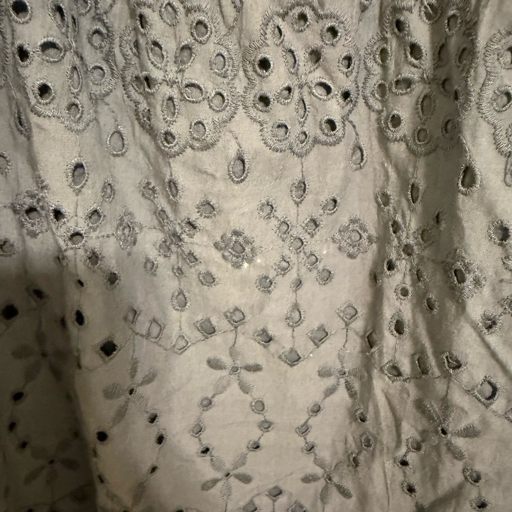 2/$30 LOFT Navy Blue Eyelet Sleeveless Tiered Dress Size L - Picture 7 of 8